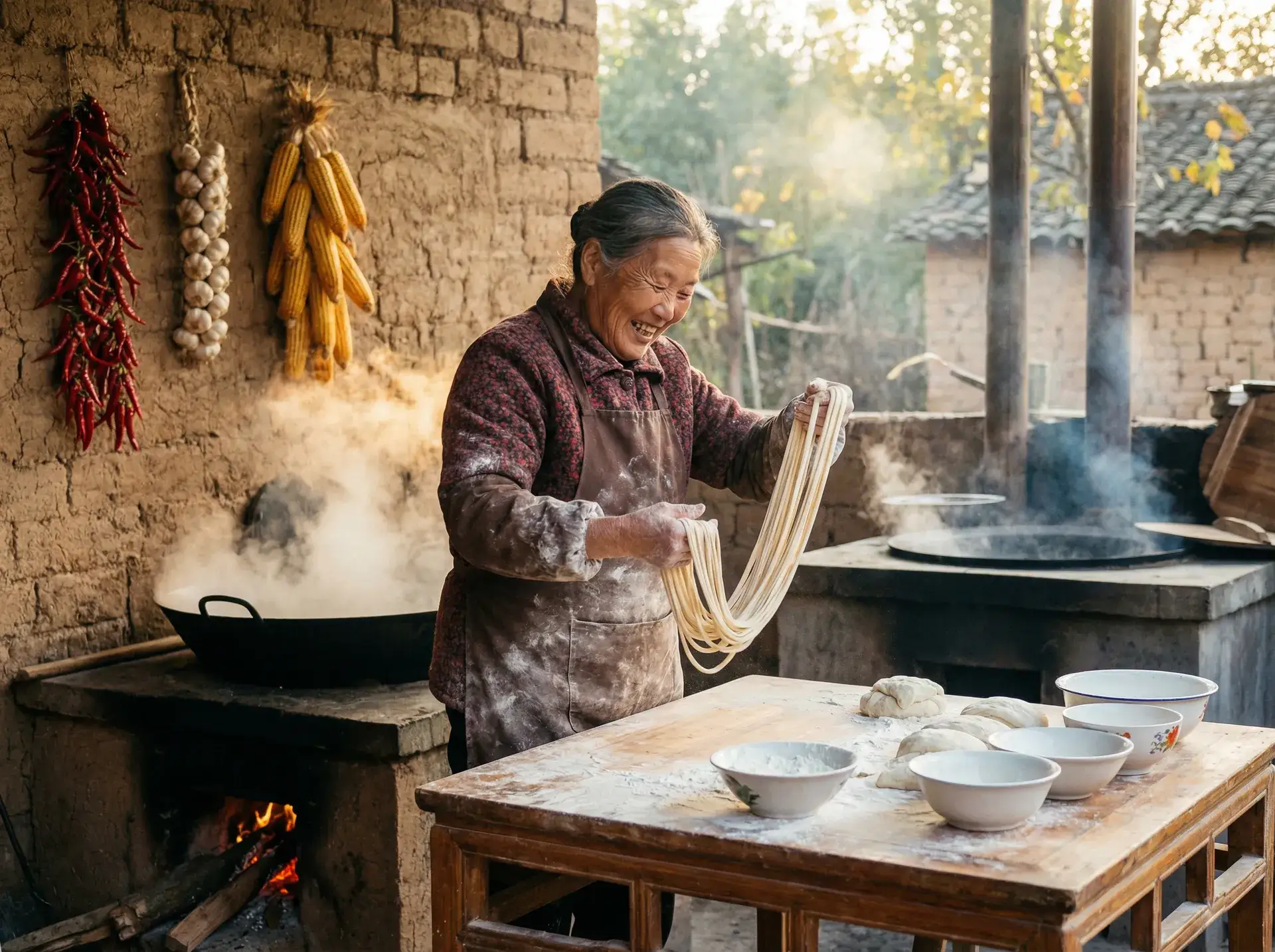 农家大嫂手擀面 - 捷克搭讪系列 乡村美食